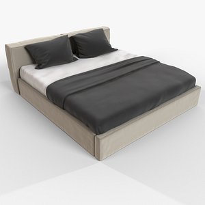 White Textile Bed 3D model