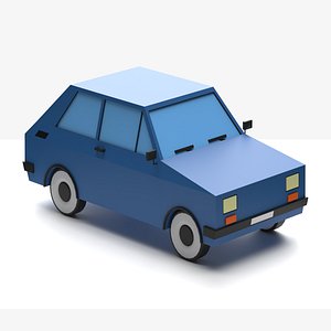 Cartoon low poly small retro car