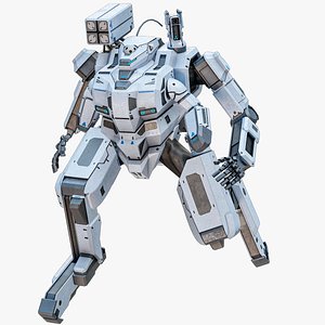 Rigged Sci-Fi Combat Mech Exoskeleton Suit - Winter Skin PBR