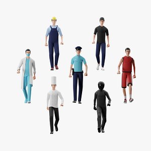 Male Pack 02 - Lowpoly - Rigged 3D model