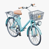 Detailed City Bicycle with Basket PBR 2K Stylized 3D model
