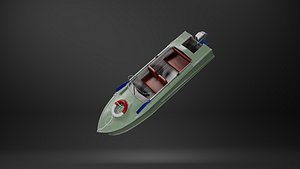 Soviet boat ProgGame-Ready soviet motorboat Progress Low-poly 3D modelress