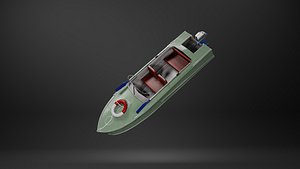 Soviet boat ProgGame-Ready soviet motorboat Progress Low-poly 3D modelress