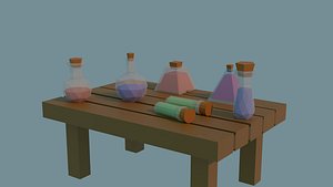 Lowpoly Cartoon Potions 3D model