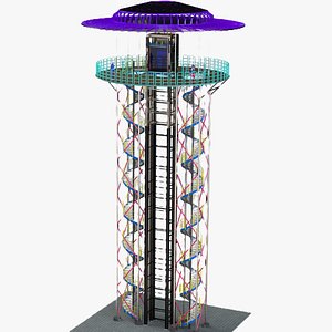 Observation Tower with Spiral Staircases and Elevator  Real-Scale 3D Model for Architectural model