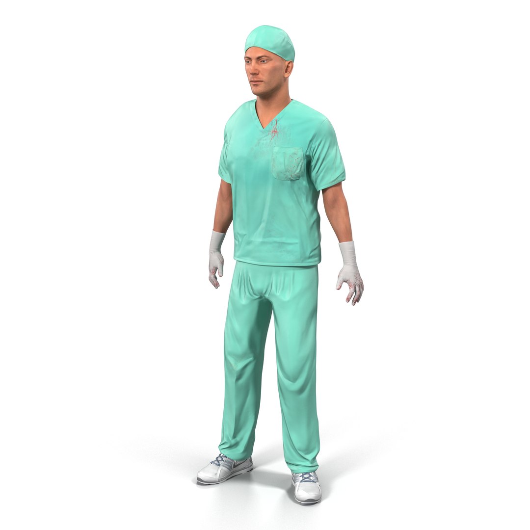 Male Surgeon Caucasian Rigged 2 with Blood 3D model preview
