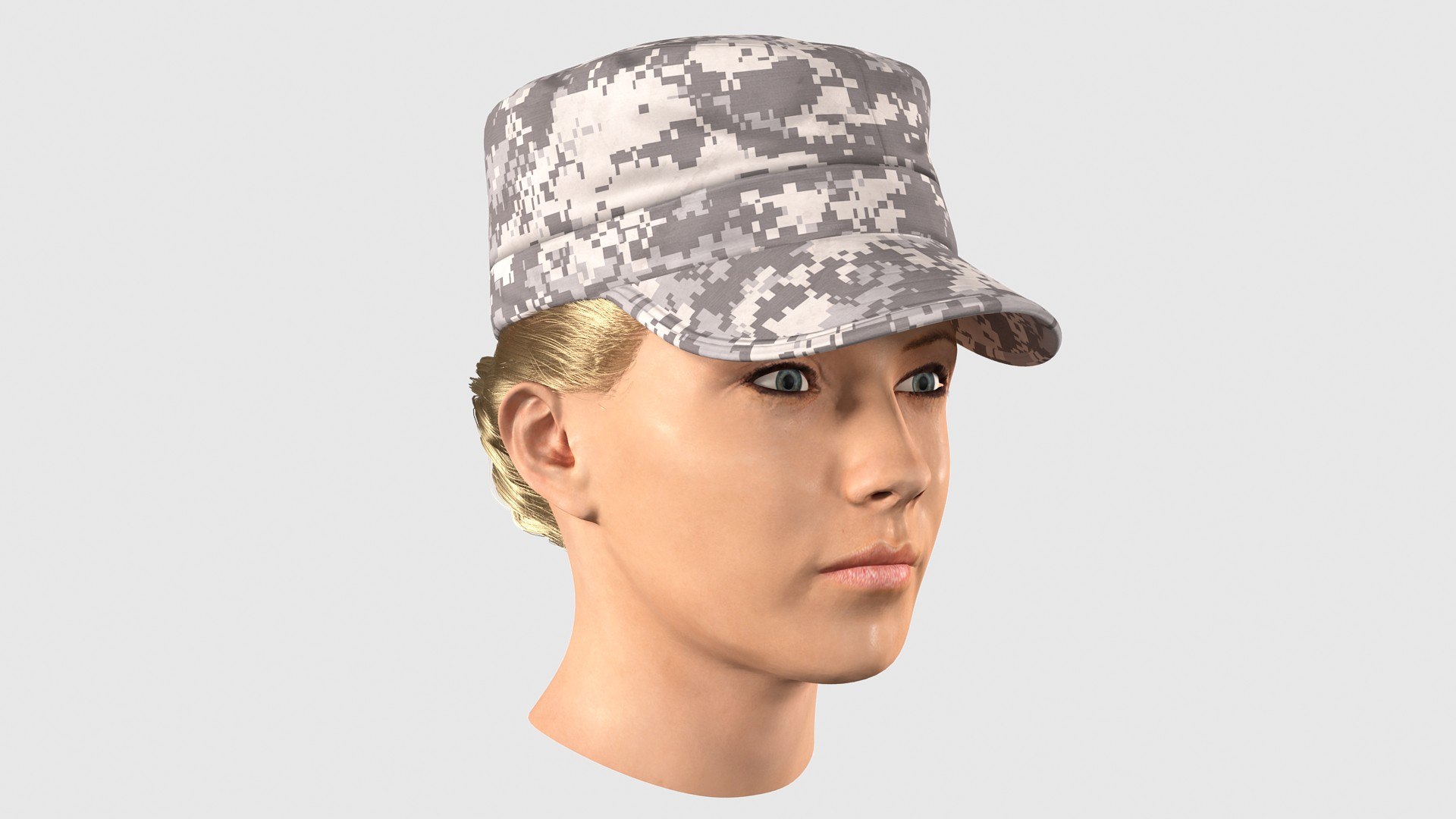 Female Soldier Head Fur 3D model preview