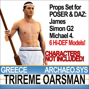 3d model props set daz greek trireme