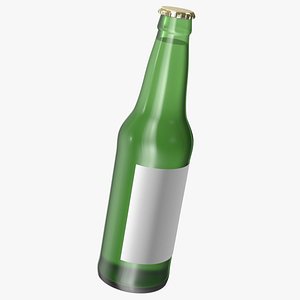 Glass Beer Bottle with Blank Label 3D