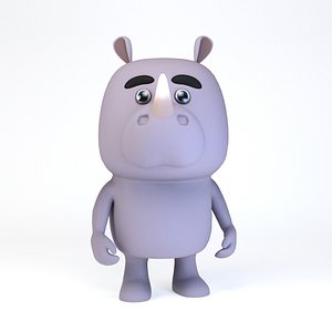 Cartoonish Humanoid Rhino Character 3D model