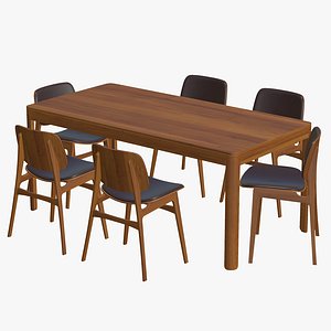 Wooden Dining Table Chair 3D model