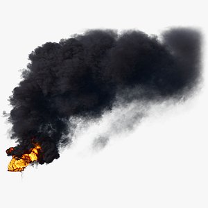 Looping animation of Dense Smoke plume with Fire out of Industrial Chimney - 600 frames