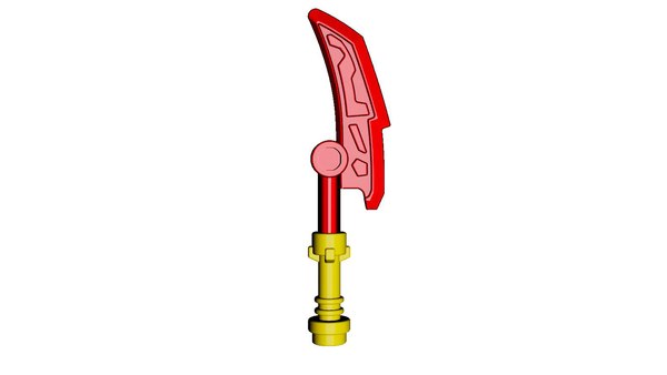 Lego Techno Blade RED with Handle GOLD Ninjago Staff Weapon Serrated Saw