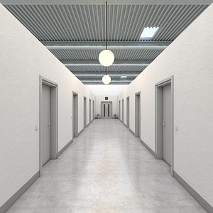 realistic office hallway 3D model
