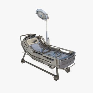 3D Science fiction style medical bed