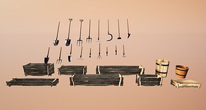 farm farmer tools 3D model