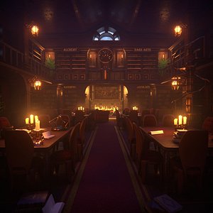3D model high detail library environment