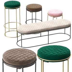 calligaris atollo stools pouf 3D
