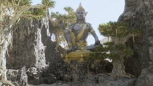 Black Cliff Buddha 3D model