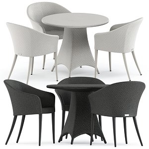 Wing armchair and Amari Fully Woven table 3D