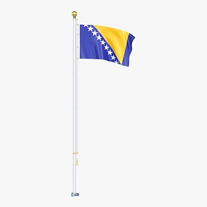 Bosnia and Herzegovina Flag Stand Pole Animated Loop