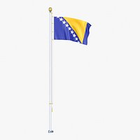 Bosnia and Herzegovina Flag Stand Pole Animated Loop