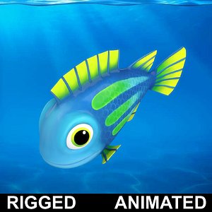 cartoon rigged fish animation model