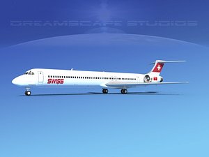3D model md-83 aircraft passengers