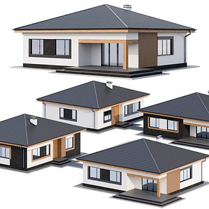 3D Modern one-storey cottage model