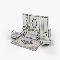 Pasha Living Room Set - Classic Baroque Sofa Armchairs Tables