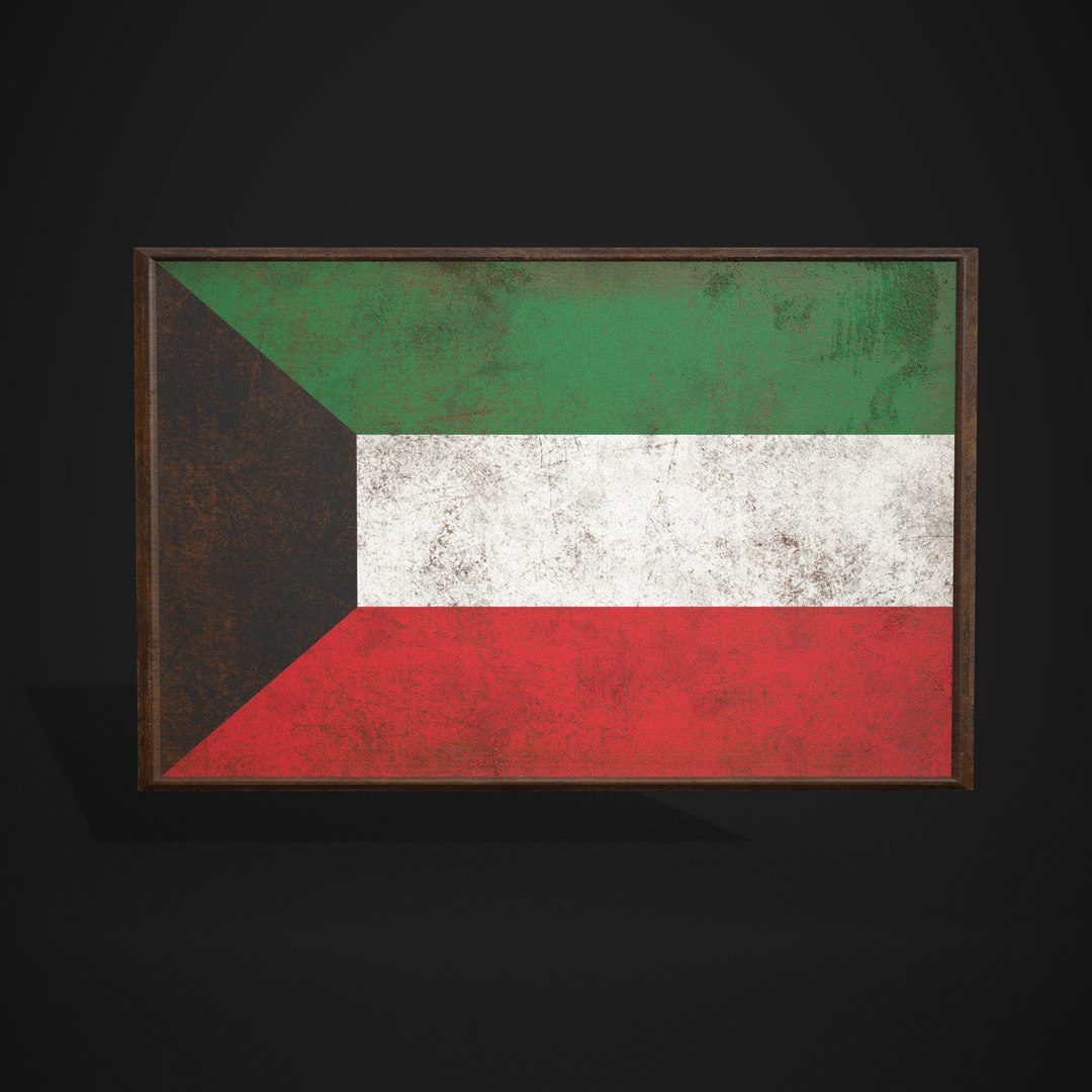 Old Picture Frame With Kuwait Flag - Game Ready PBR Low-poly 3D Model ...