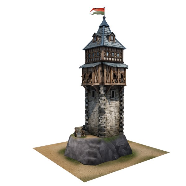 3d medieval defence tower buildings