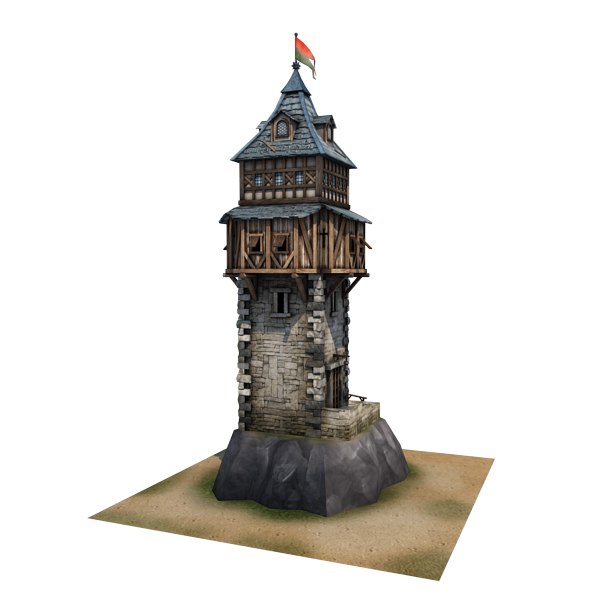 3d medieval defence tower buildings