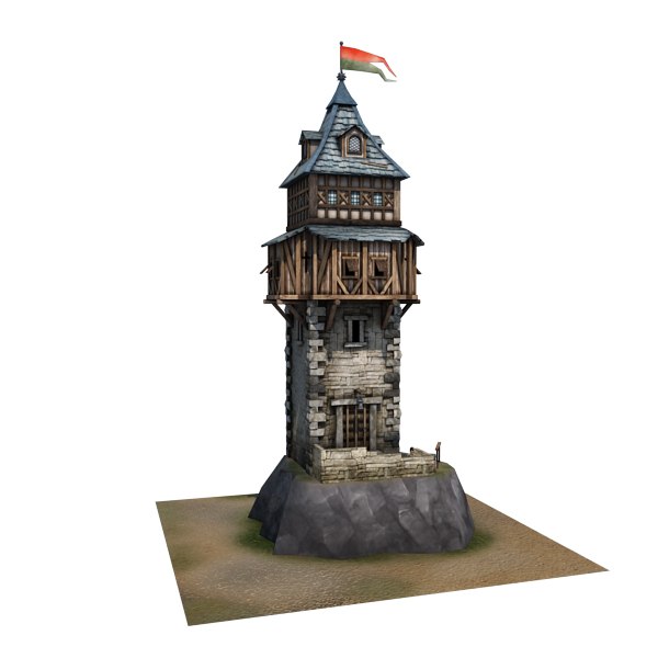 3d medieval defence tower buildings