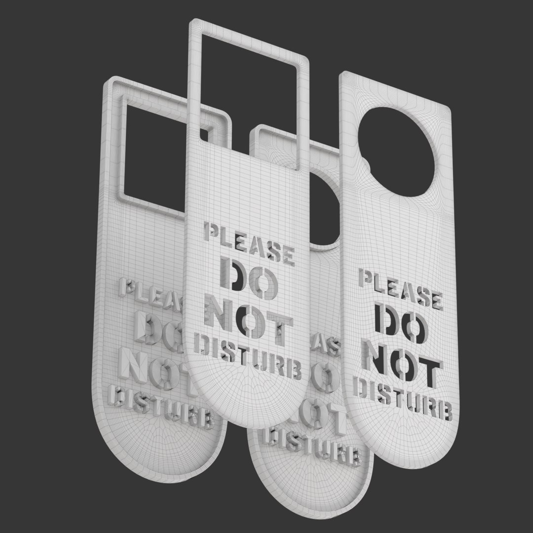 3D Model Printable Do Not Disturb Door Hanger-SET 3 - TurboSquid 1862480
