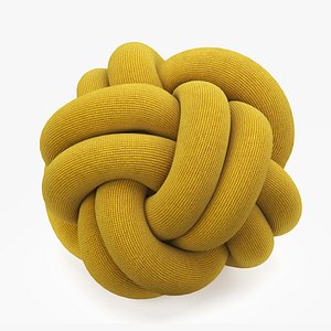 Mustard Round Knot Pillow 3D