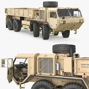 HEMTT M985A4 Heavy Cargo Transport Truck Desert Rigged for Maya 3D