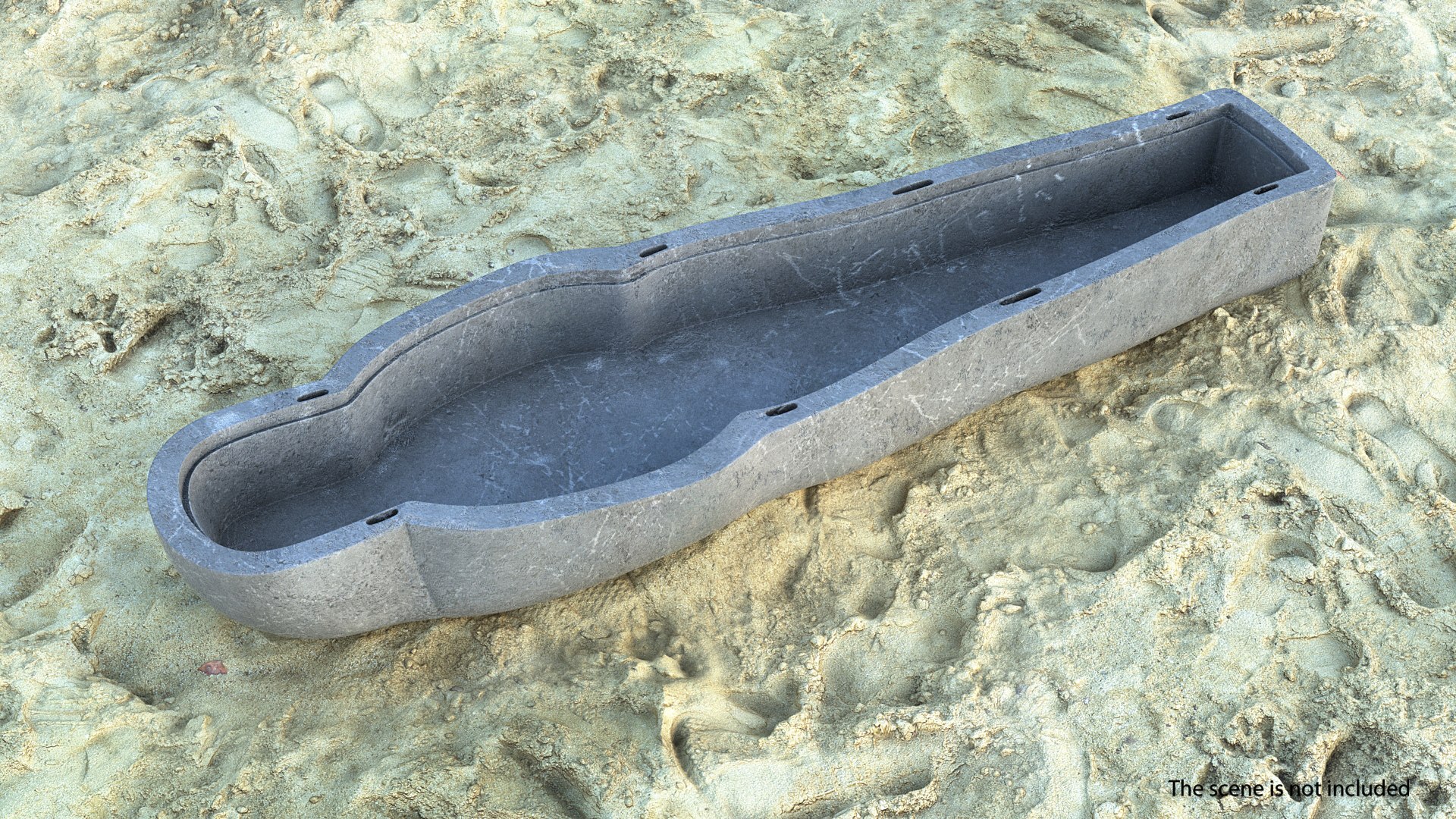 Bottom Part Stone Egyptian Sarcophagus 3D model preview