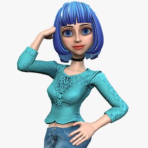 Cartoon Girl Model Rigged model