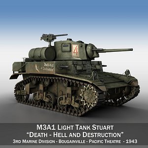 m3a1 light tank stuart 3D