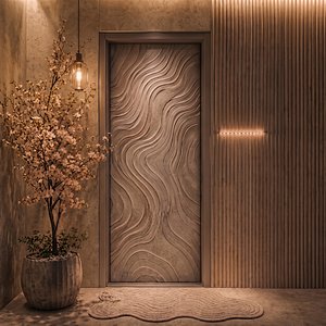 Modern Wave Decorative Door Panel stl CNC 3D 03
