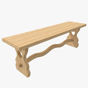 3D model Wooden Bench
