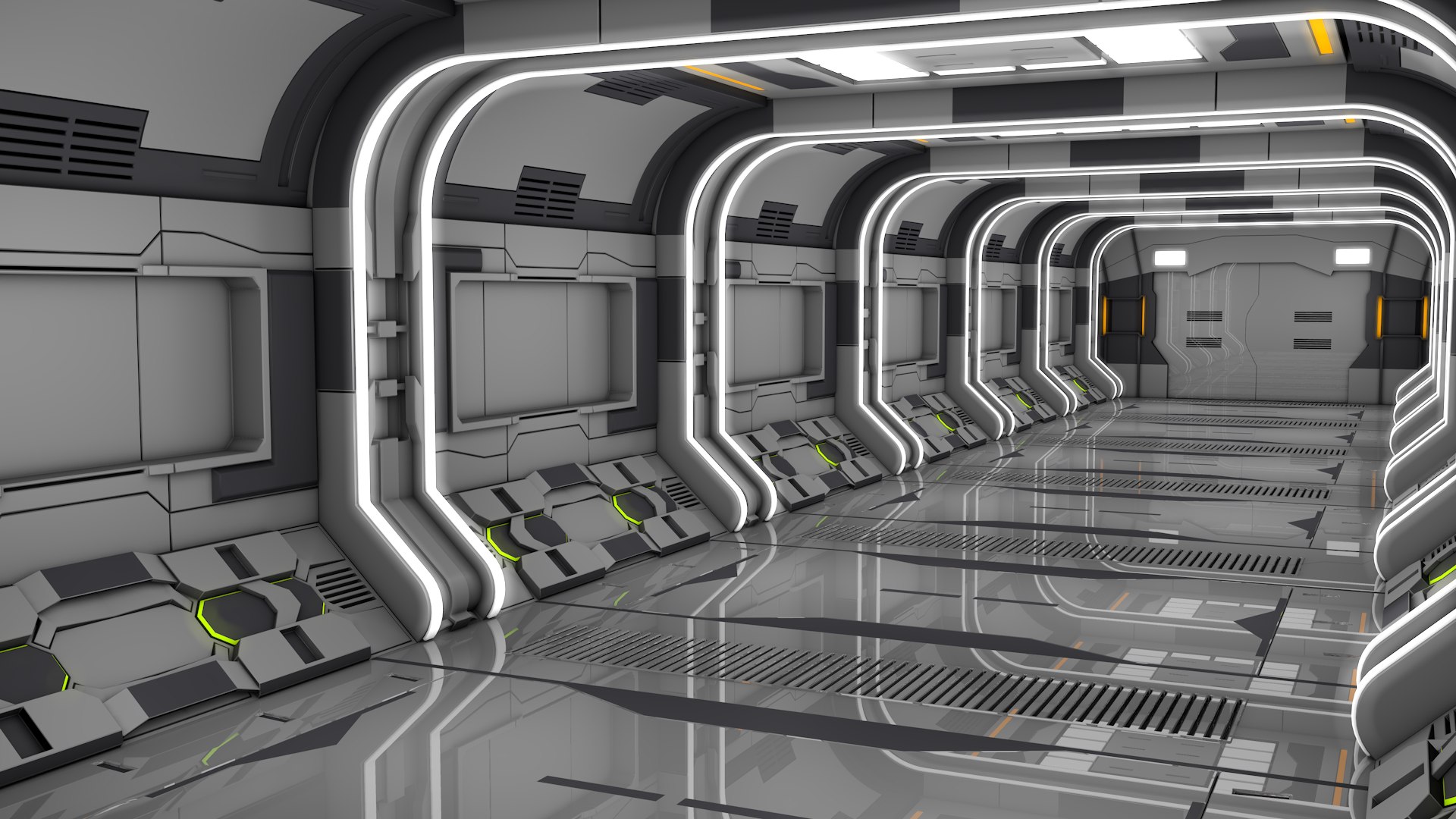 3D Sci Fi Corridor Model - TurboSquid 2227345