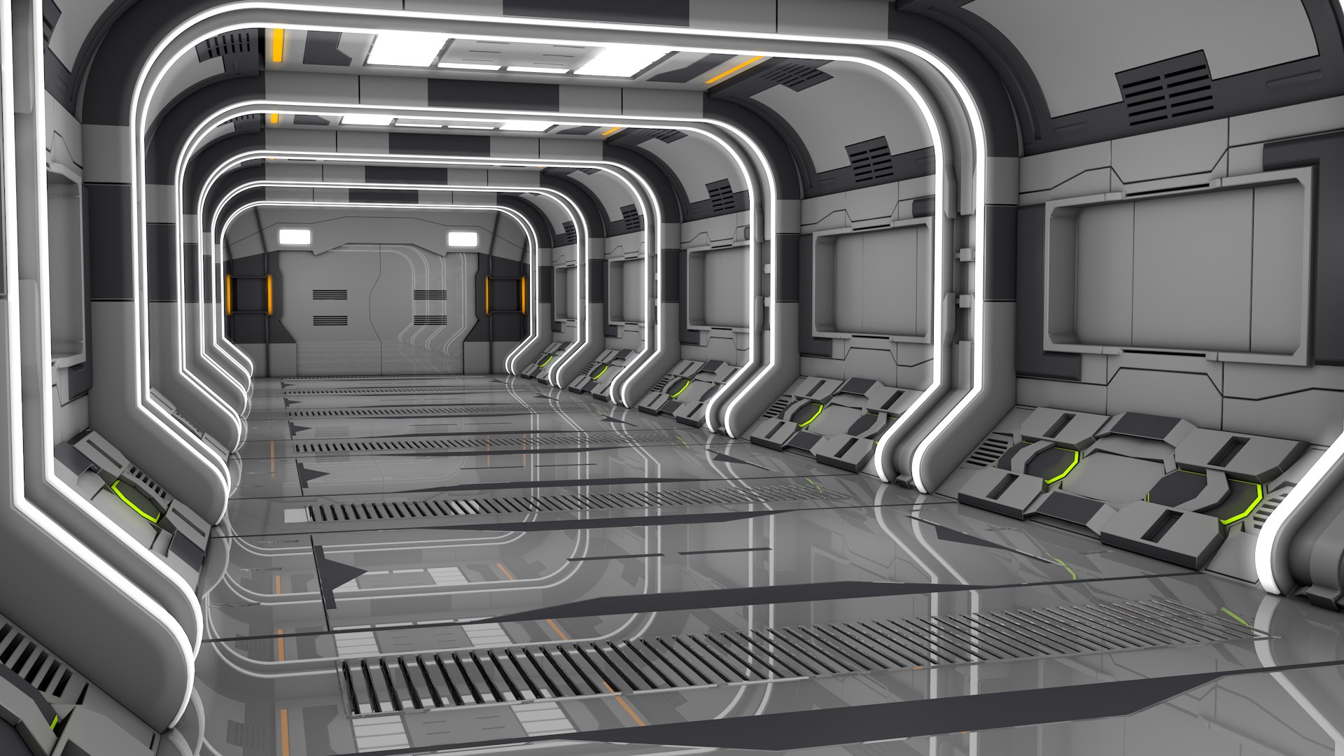 3D Sci Fi Corridor Model - TurboSquid 2227345