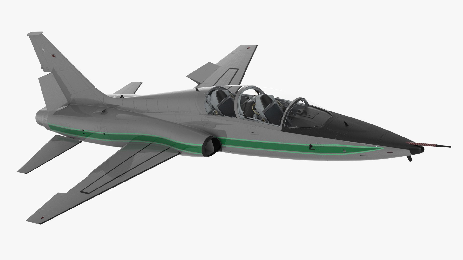 Two-seat Supersonic Jet Trainer Grey Rigged 3D model preview