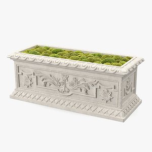 3D Trough Planter With Moss Garden h30 model