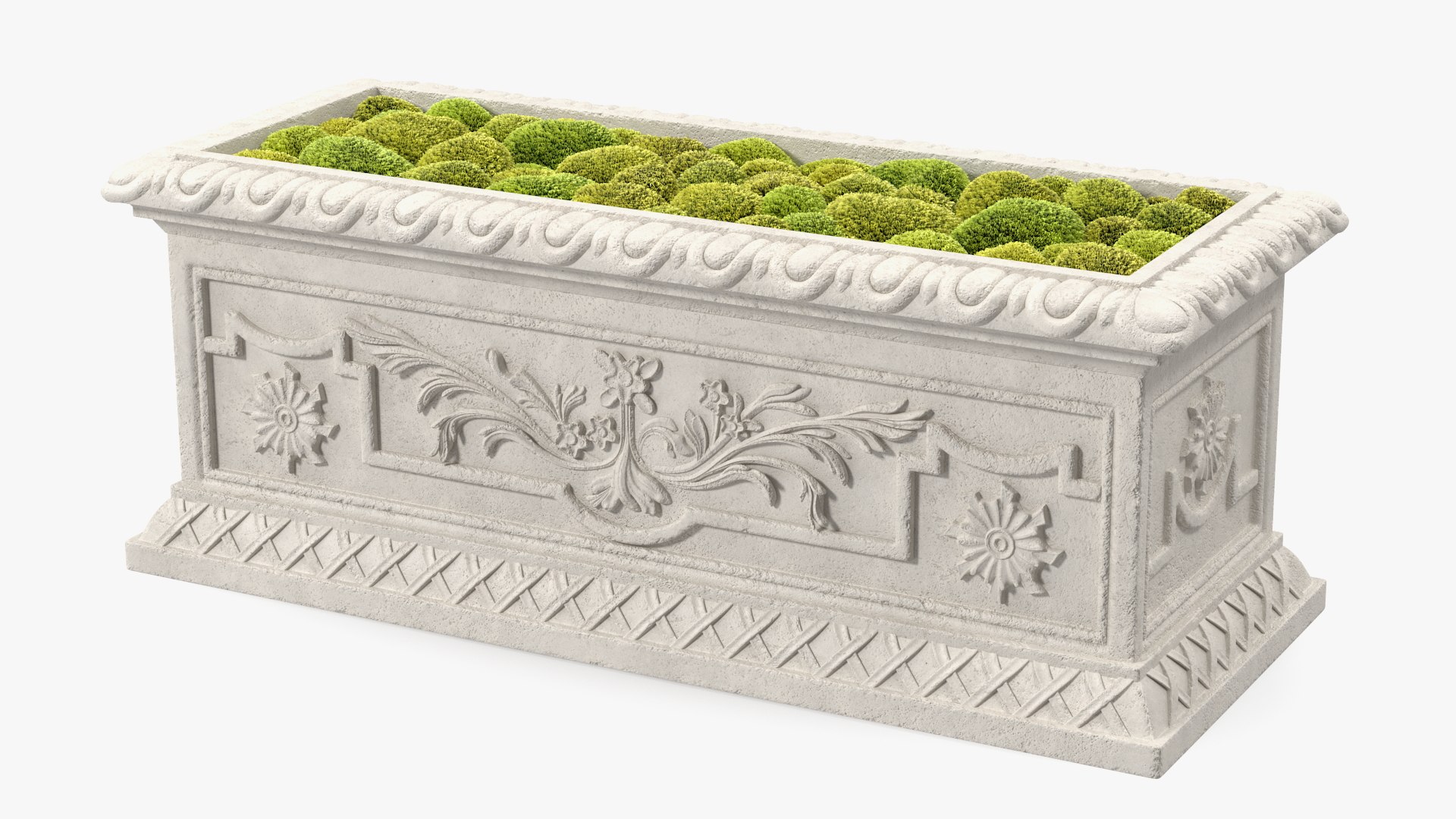 Trough Planter With Moss Garden h30 3D model preview