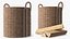 Rattan Log Carrier with Firewood Brown