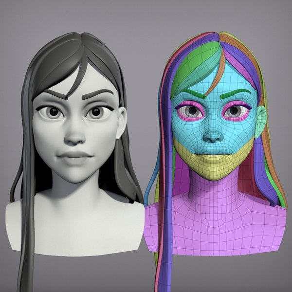 Cartoon female character Kelly base mesh 3D model - TurboSquid