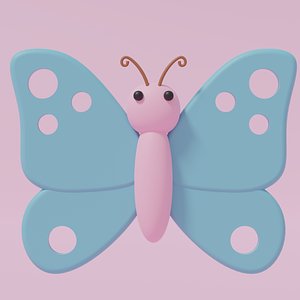 Cartoon Cute Butterfly 4 3D model